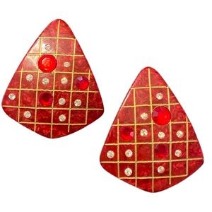 Fantastic and Vintage 1980’s red earrings with crystals